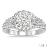 3/4 ctw Diamond Lovebright Engagement Ring in 14K White Gold